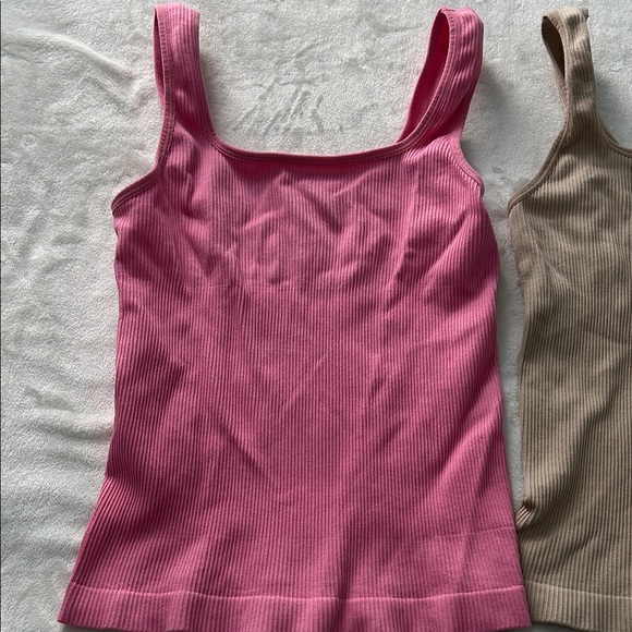 Women's Ribbed Tank Top Set - Pink, Brown, and Tan - Picture 6 of 11